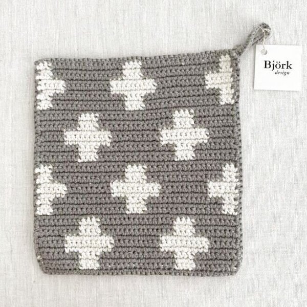 画像1: Bjork design  Pot Holder / Gray　x　White cross (1)