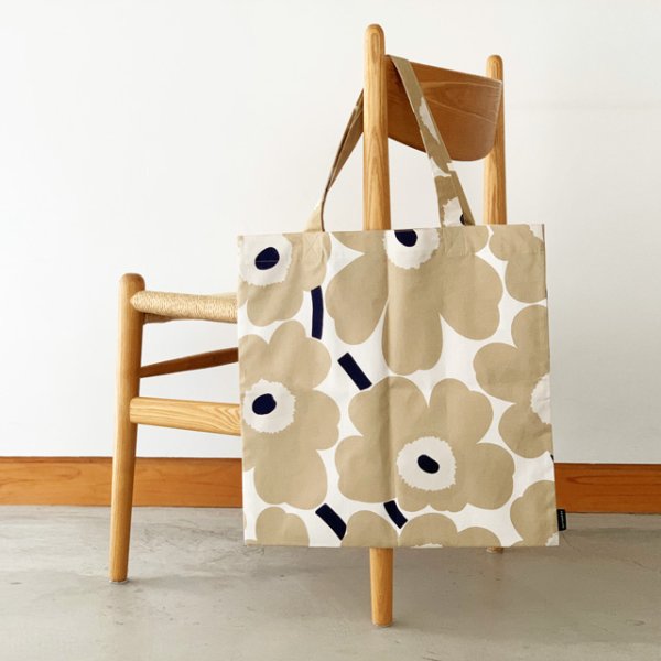 画像1: marimekko　ファブリックバッグ　Pieni Unikko ベージュ (1)