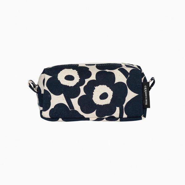 画像1: marimekko　ポーチ　Mini Unikko Tiise コットン×ダークブルー (1)