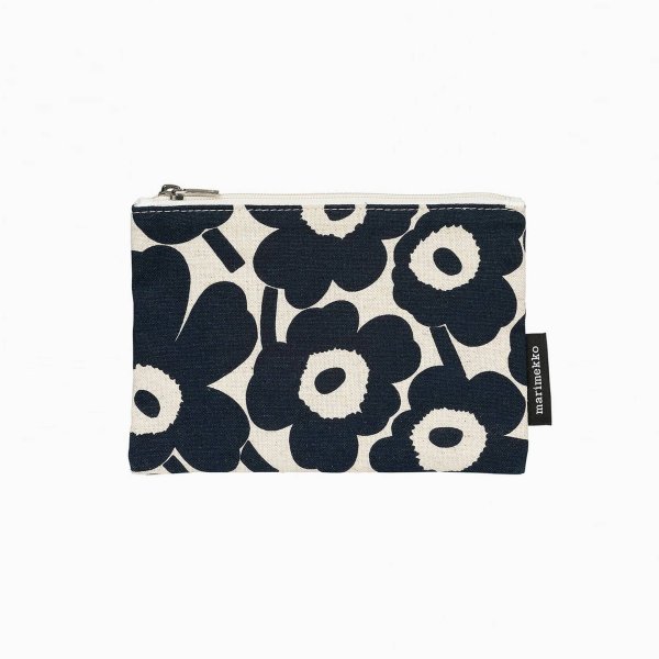 画像1: marimekko　ポーチ　Mini Unikko Kaika　コットン×ダークブルー (1)