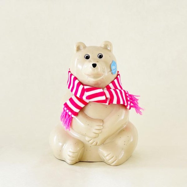 画像1: 2024年限定マフラー付き　しろくま貯金箱　Polar Bear Money box (1)